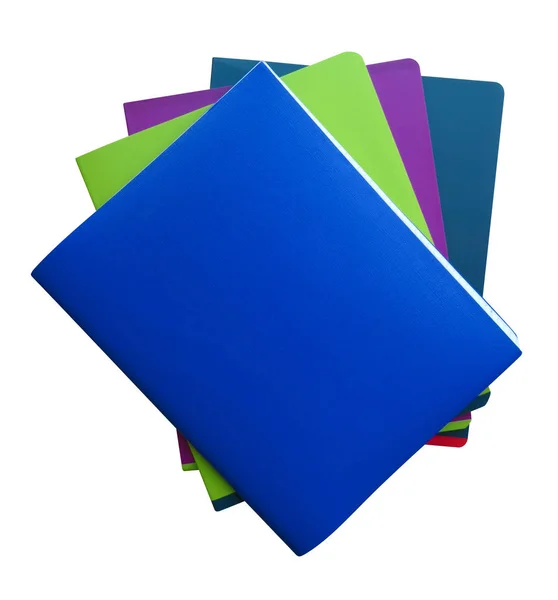 Une Pile Carnets Colorés Isolés Sur Blanc Chemin Coupe Inclus — Photo