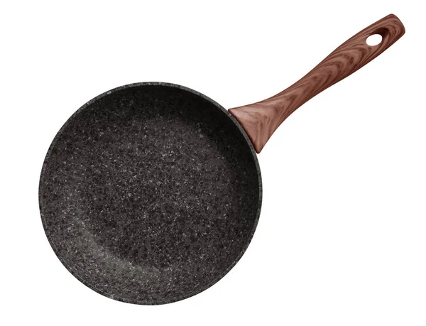 Black Stone Coated Frying Pan Изолирован Белом Путь Обрезки Включен — стоковое фото