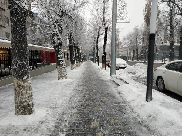 Caminho Longo Avenida Abylay Khan Almaty Cazaquistão — Fotografia de Stock
