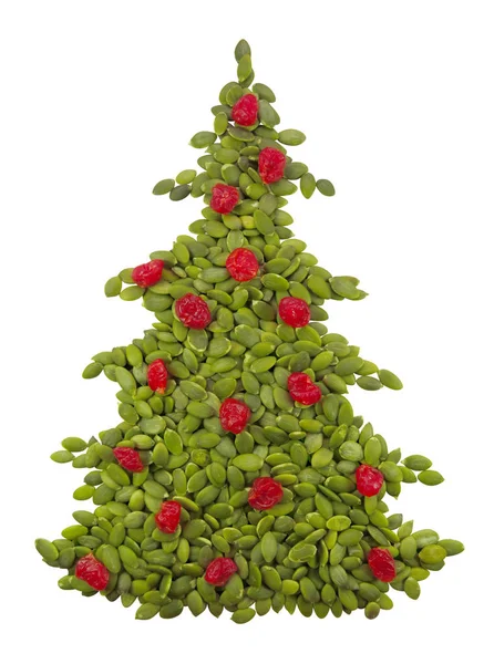 호박의 씨앗에서 만든 크리스마스 스프루 스 — 스톡 사진