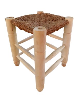 Ahşap hasır sandalye izole