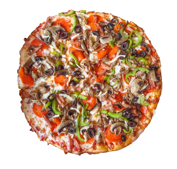 Pizza isoliert auf weiß — Stockfoto