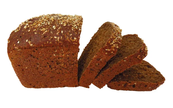 Hoja y rebanadas de pan de centeno aisladas — Foto de Stock