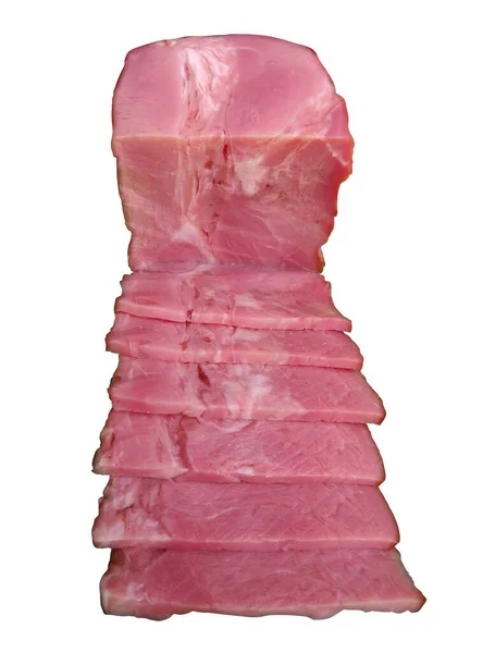 Ham slices isolated on white background — Stock Photo, Image