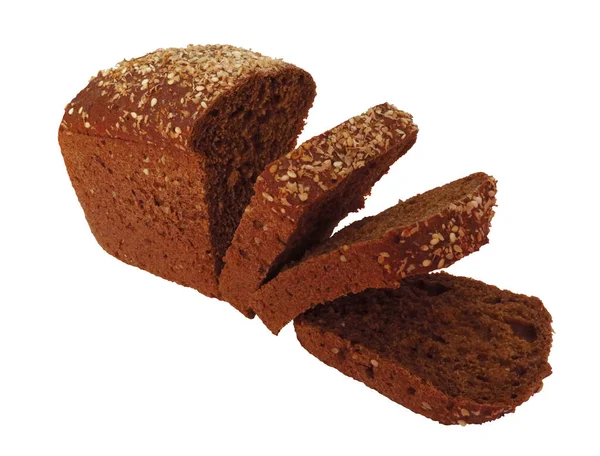Loaf and slices of rye bread isolated — Stock Photo, Image