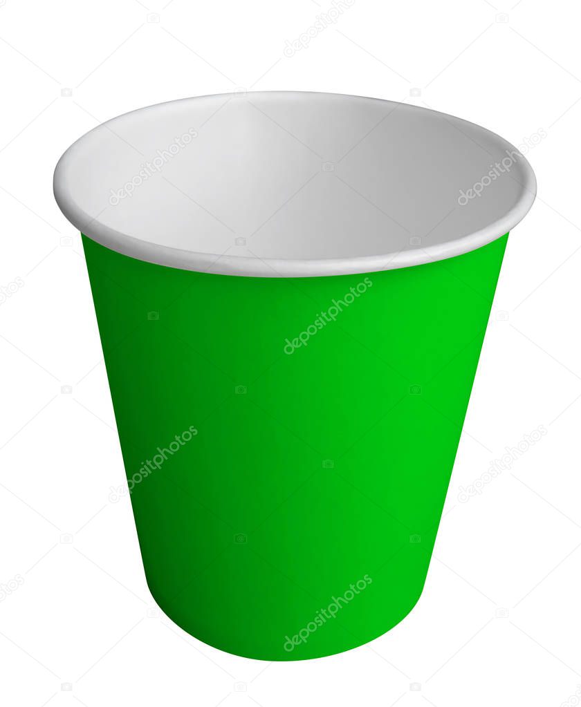 Empty green paper cup