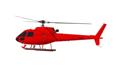 Kırmızı helikopter beyazda izole edildi. Kırpma yolu ile fotoğraf.