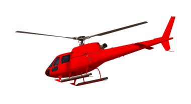 Kırmızı helikopter beyazda izole edildi. Kırpma yolu ile fotoğraf.