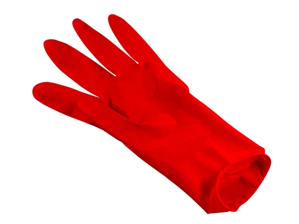 Red Medical Rubber Glove Isolated White Background Clipping Path Included — Stock Photo, Image