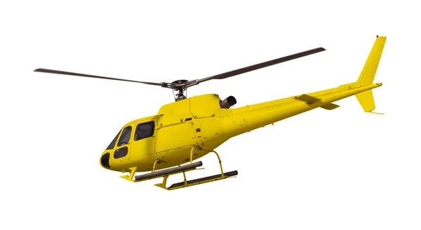 Gele Helikopter Geïsoleerd Wit Foto Met Knippad — Stockfoto