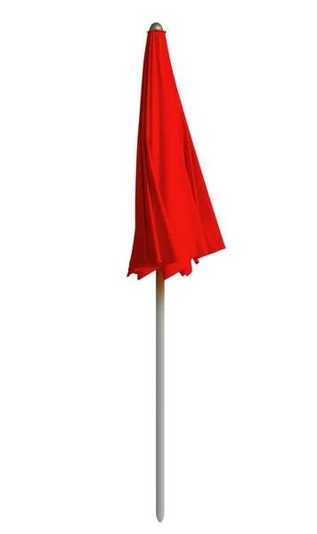 Closed Red Beach Umbrella Isolated White Clipping Path Included — Stock Photo, Image