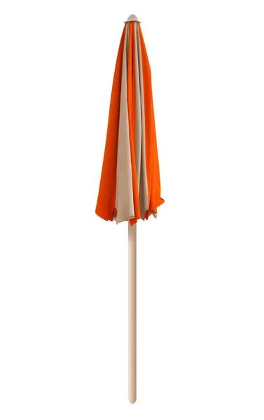 Parapluie Fermé Orange Blanc Isolé Sur Blanc Chemin Coupe Inclus — Photo