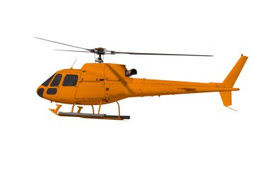 Turuncu helikopter beyazda izole edildi. Kırpma yolu ile fotoğraf.