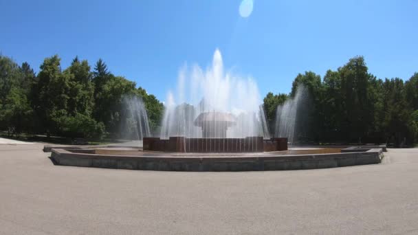 Grote fontein in het stadspark — Stockvideo