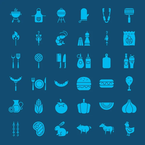 Barbacoa Solid Web Iconos — Vector de stock