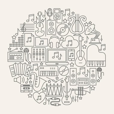 Müzik çizgi simgeler daire