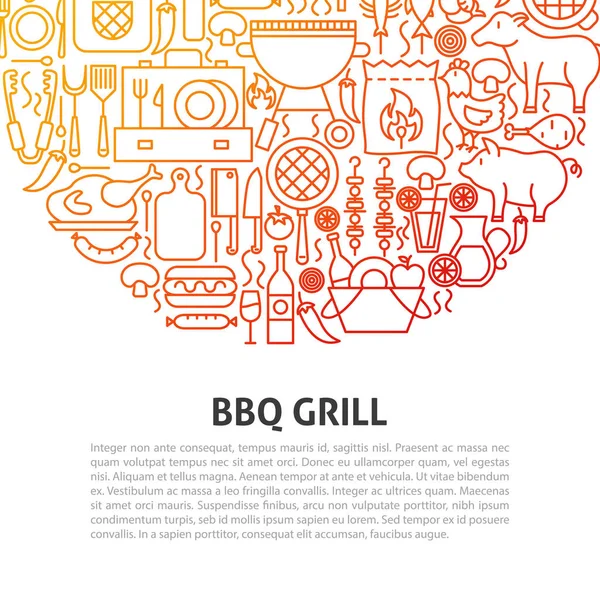 BBQ Grill Line Concepto — Vector de stock