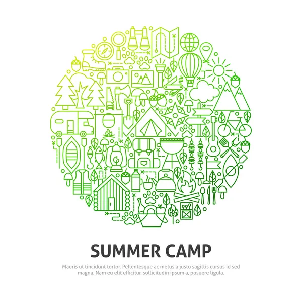 Summer Camp Circle Concept — Stock Vector