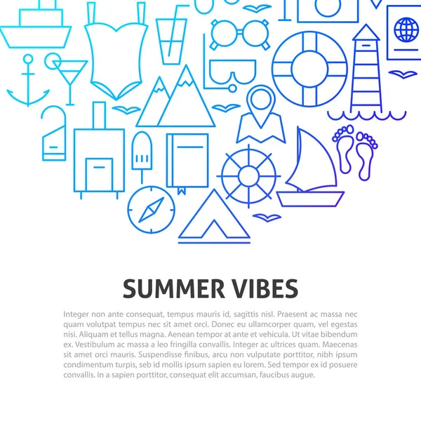 Verano Vibes Line Concepto — Archivo Imágenes Vectoriales