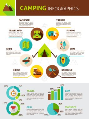 Düz Infographics kamp
