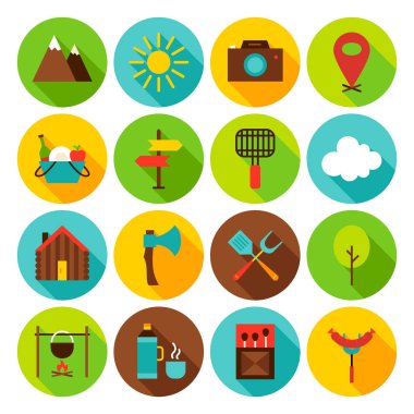 Daire Icons Set kamp yaz