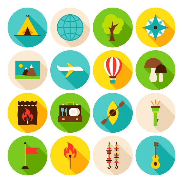 Yaz Kampı daire Icons Set