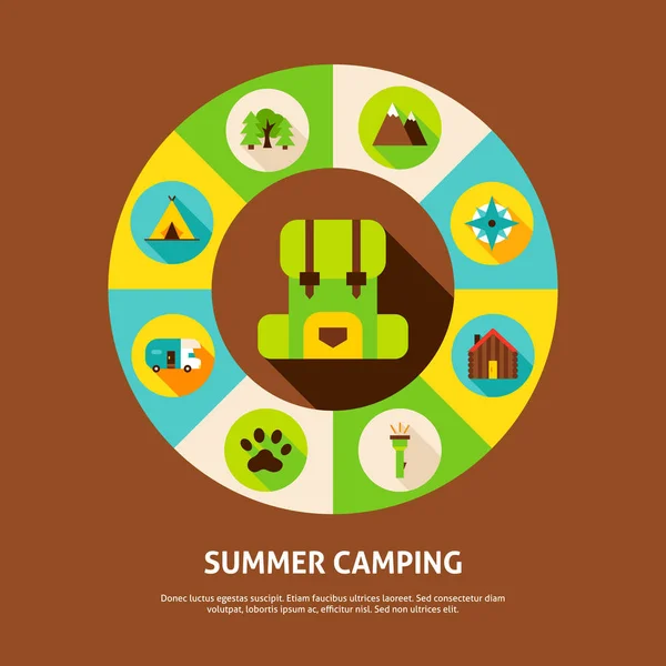 Summer Camping Concept — Stock Vector
