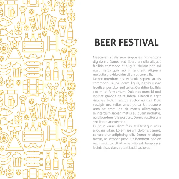 Concepto de patrón de línea del festival de la cerveza — Vector de stock