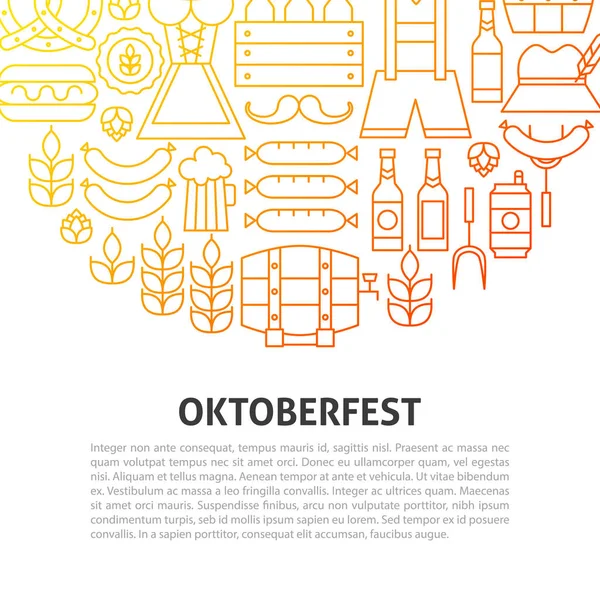 Oktoberfest Line Concept Ilustración Vectorial Plantilla Esquema — Vector de stock