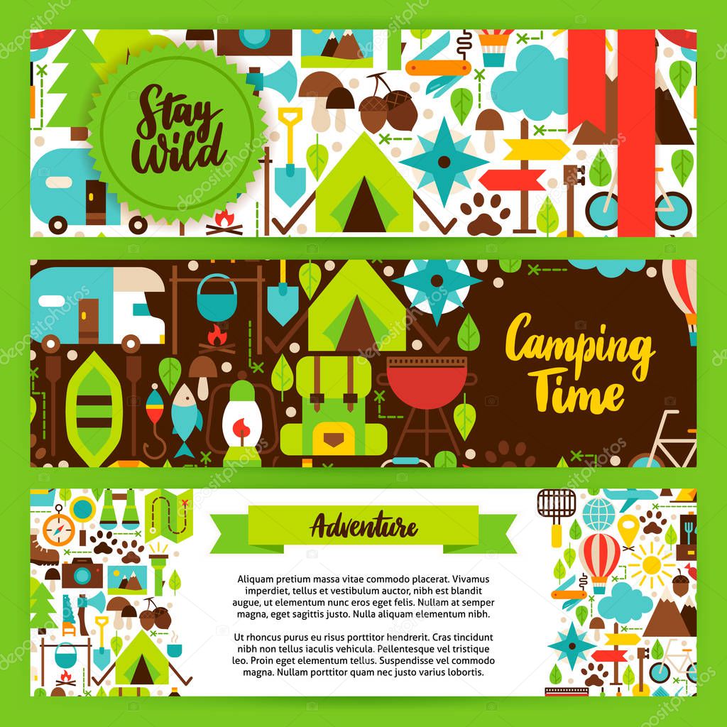 Camping Banners Set