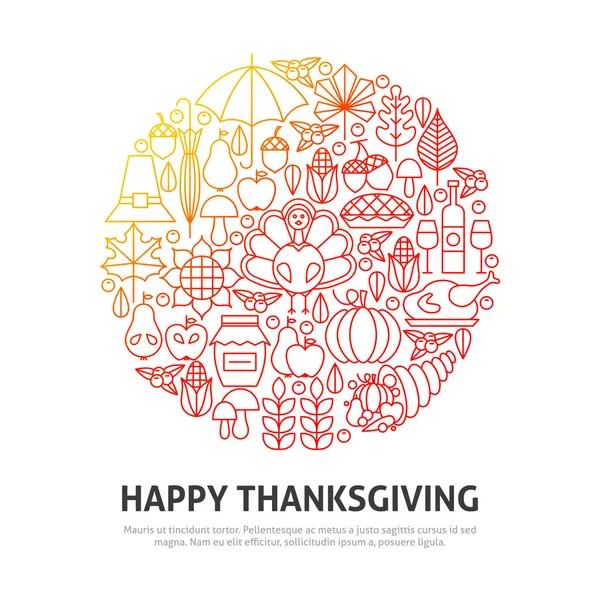 Happy Thanksgiving Cercle Concept — Image vectorielle