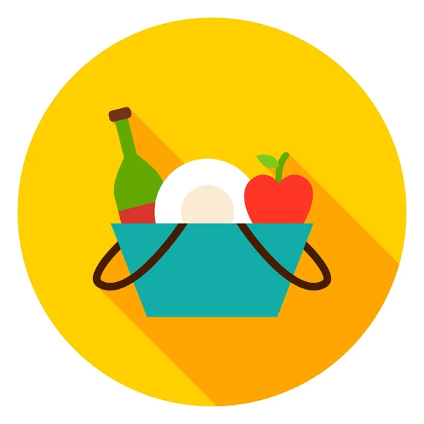 Picnic Basket Circle Icon — Stock Vector