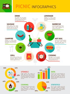 Piknik düz Infographics