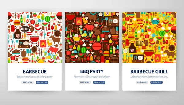 Barbecue Flyer Concepts Vector Illustration Outline Web Banner Design — Stock Vector