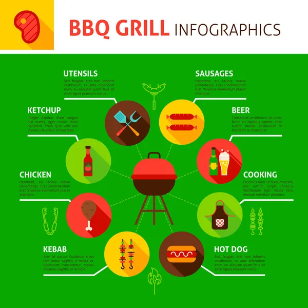 Barbacoa Concepto de parrilla Infografía — Vector de stock