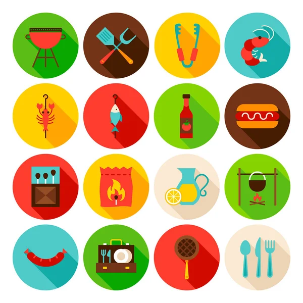 Conjunto de iconos de círculo de fiesta barbacoa — Vector de stock