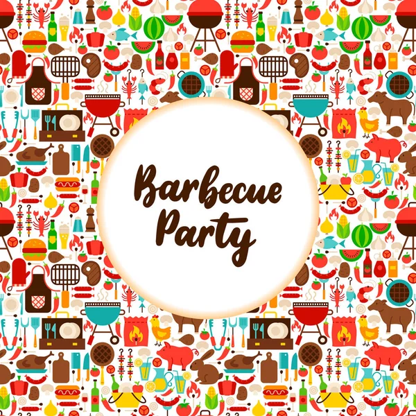 Flat Barbecue Party Saludo — Archivo Imágenes Vectoriales