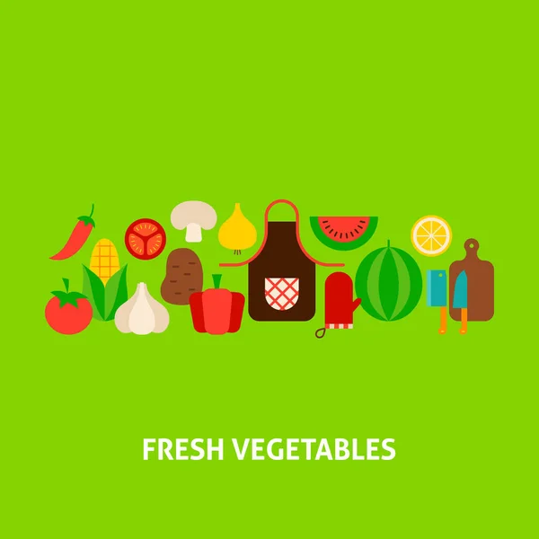 Färska grönsaker gratulationskort — Stock vektor
