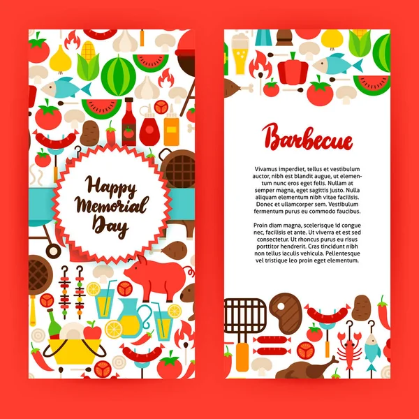 Joyeuse journée commémorative Barbecue Flyer — Image vectorielle