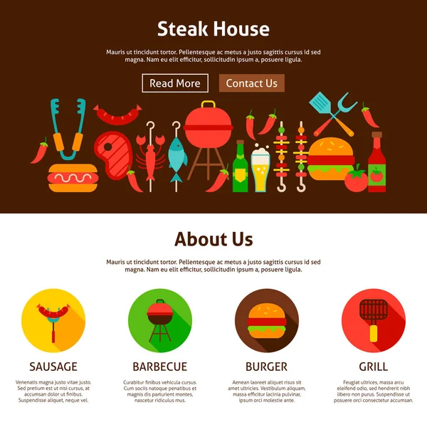 Steak House Diseño Web — Vector de stock