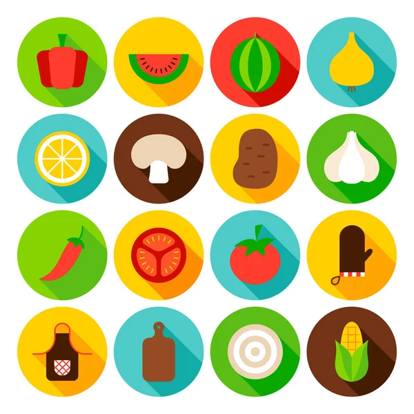 Conjunto de iconos de círculo de verduras — Vector de stock