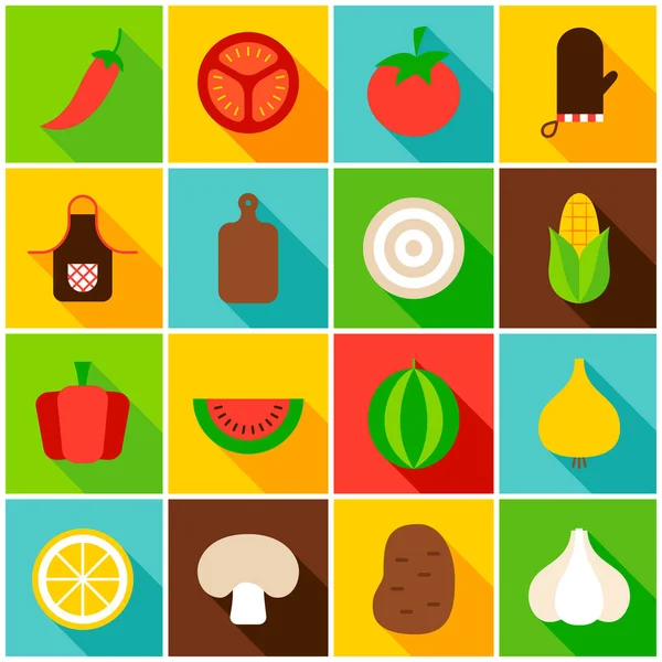 Légumes icônes colorées — Image vectorielle
