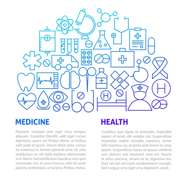 Medicina Línea de Salud Plantilla — Archivo Imágenes Vectoriales