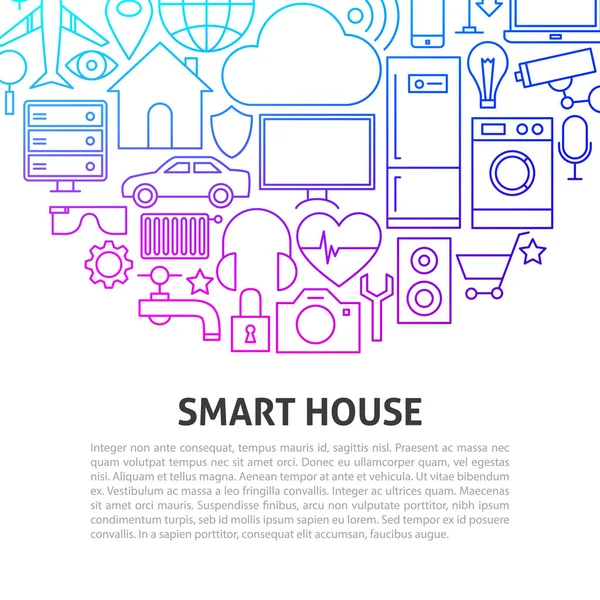 Concepto de línea de casa inteligente — Vector de stock