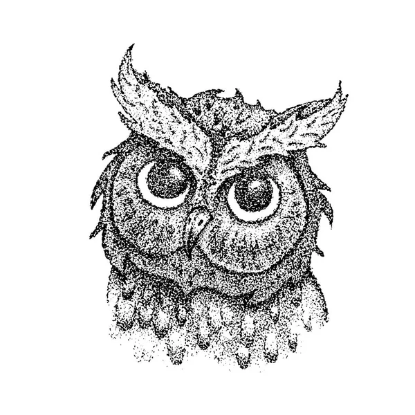 Dotwork フクロウの頭 — ストックベクタ