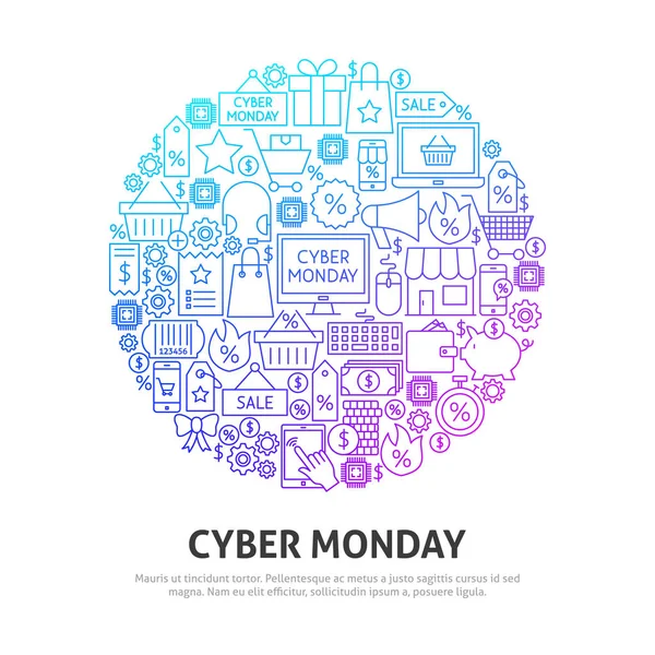 Cyber Pazartesi daire kavramı — Stok Vektör