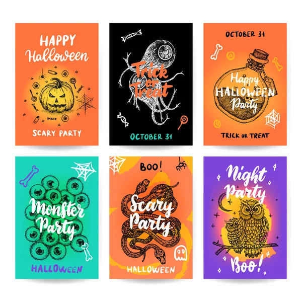 Halloween cartazes da moda — Vetor de Stock