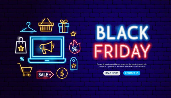 Black Friday Neon Banner Design — Stock Vector