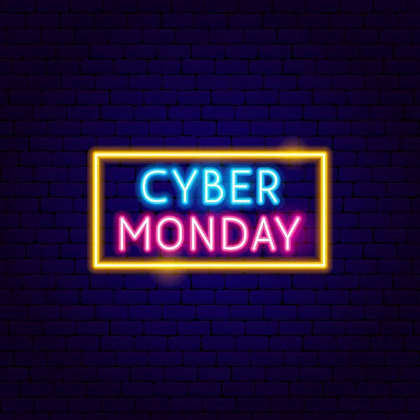Cyber Pazartesi neon tabela — Stok Vektör