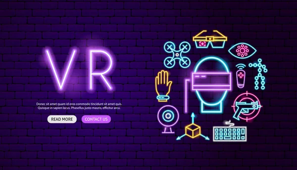 VR Neon Banner tasarımı — Stok Vektör